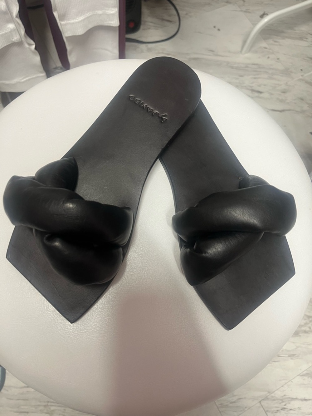 Vintage Black Knotted Slide Sandals